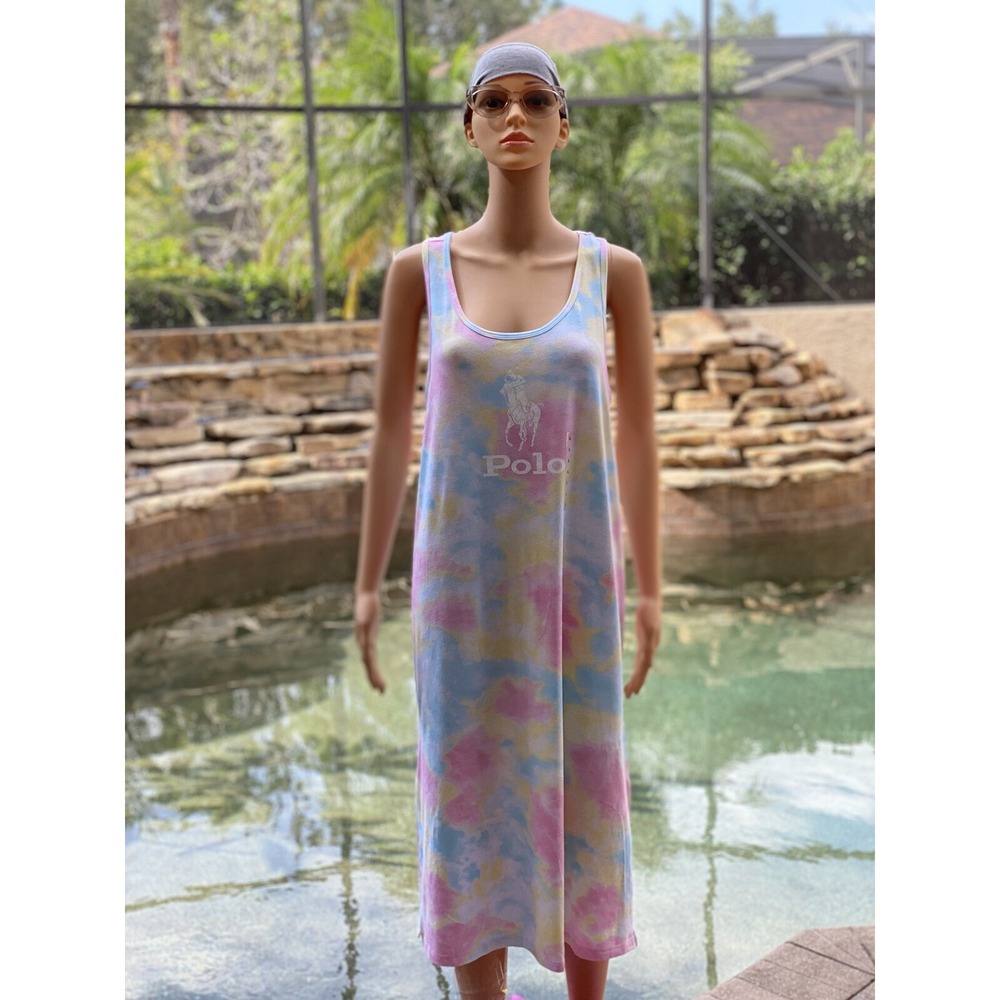 Polo Ralph Lauren Big Pony Tie-Dye Shirt Dress L NWT Cotton Preppy Logo